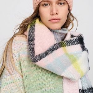 Anthro 'Delaney' Plaid Fringed Scarf